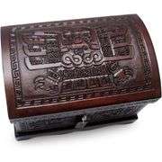 Handcrafted Peruvian Leather and Wood Jewelry Chest