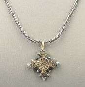 Konstantion 2 tone maltese cross pendant on chain