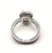 14 Kt White Gold Plated 2.65 Ct Lab Simulated Paraiba Tourmaline Diamond Ring