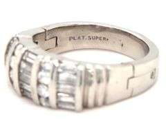 Platinum 1ctw baguette and round diamond wide band