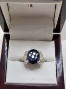 Very fine Black diamond 7.54 ctw with diamond accent set in silver ring, EGL certified