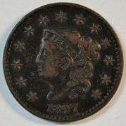 Very sharp 1827 Coronet Large Cent in XF