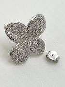 9250Sterling Silver Crystal Pave Four Petal Floral Motif Earrings