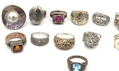Group lot of Vintage 925 sterling silver 12 rings