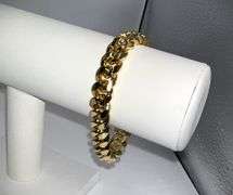 Huge 63.9 Gram Yellow 14 Kt Gold Plate Cuban Curb Link Bracelet