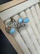 Sterling Silver Gemstone Larimar Ring Size 6