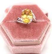 Amazing 5.86CTS Oval Brilliant Cut Citrine Ring in Sterling Silver