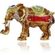 Hand-Painted Lucky Elephant Trinket Box with Rhinestone