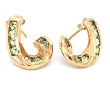 Stylish 14K YG Post Earrings with a Swirl of Peridots