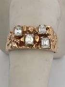 MEN'S BRAND NEW CERTIFIED BRAND NEW 14K GOLD AND DIAMOND NUGGET RING