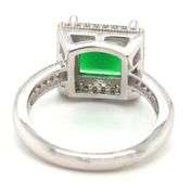 925 Sterling silver green princess cut and round brilliant cut white cubic zirconia ring