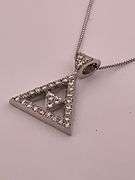 CERTIFIED BRAND NEW 18K WHITE GOLD CHAIN WITH DIAMOND PENDANT