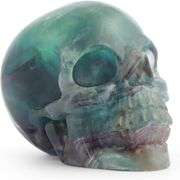 Hand-Carved Rainbow Fluorite Crystal Skull