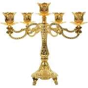 Five-Arm Copper Candelabra Gold-Tone