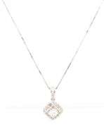 14kt White gold 0.35ctw princess cut diamond halo pendant on chain
