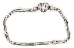 925 Sterling silver bracelet with heart shaped cubic zirconia clasp