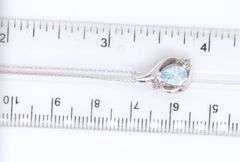 Set of White Gold Pear Shaped Blue Stone and Diamond Necklace and Earrings