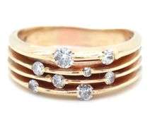 Stylish Unisex 14K YG Multi-Diamond Ring