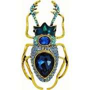 Crystal Beetle Brooch with Crown Motif