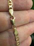 10k Yellow Gold Solid Mariner Chain Marina Anchor Link 4mm Necklace 24"