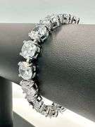 14 Kt. White Gold Plated Huge 59.5 Ctw.17 Count Simulated White VVs1  Diamond Tennis Bracelet