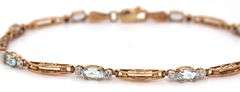 10kt Yellow gold blue topaz link bracelet