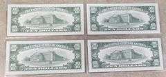 Lot of 4 Consecutive $10 U.S. Federal Reserve Notes, UNC
