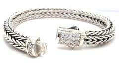 Heavy 925 sterling silver byzanitne bracelet with cubic zirconia clasp