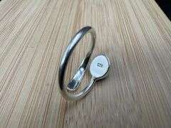 Sterling Silver 925 Titanium Coated Druzy Agate Crystal Stone Ring Adjustable Spoon Band