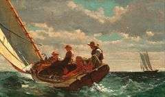 Highly Collectible After Winslow Homer One of a kind oil on Canvas signed by the artist, A Fair Wind