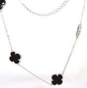 925 Sterling silver 5 clover black onyx necklace