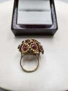 Extremely fine Antique Russian 18k gold ring hand made with 15 natural fine rubies