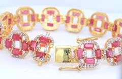 24+ CTTW Ruby and Diamond Bracelet with Gold Overlay