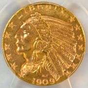 Lovely nearly Gem BU 1909-D $5 Indian Gold Piece. PCGS MS63