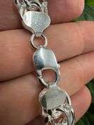 Sterling Silver 925 Heavy Double Curb 12mm Offset Cuban Chain Italy Bracelet 8"