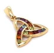 Colorful 14K YG Celtic Knot Pendant with Stones