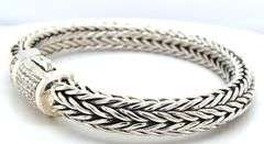 Heavy 925 sterling silver byzanitne bracelet with cubic zirconia clasp