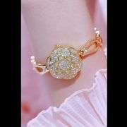 Flower Quartz Watch with Bracelet Band and Crystals