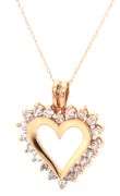 14kt Yellow gold 0.75ctw open heart diamond pendant on chain