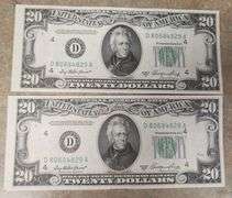 Lot Of 8 1950A UNC $20 Federal Reserve Notes, (Read Description)