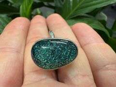 Sterling Silver 925 One of a Kind Dichroic Glass Ring Size 9