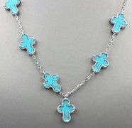 925 Sterling silver turquoise cross link necklace