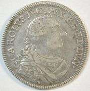 Scarce 1765E German States 2/3 Thaler Silver Piece in nice XF