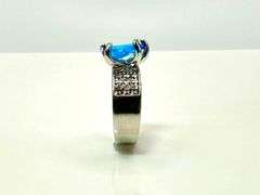 14 Kt White Gold Plate 3.5 Ct Simulated Blue Diamond Ring