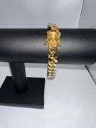 Huge 63.9 Gram Yellow 14 Kt Gold Plate Cuban Curb Link Bracelet