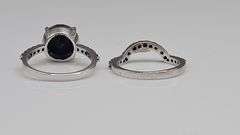 Dazzling 4.75 Ct Silk Black Lab Simulated Diamond 2 Band Ring