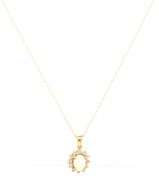 14kt Yellow gold oval opal and diamond halo pendant on chain