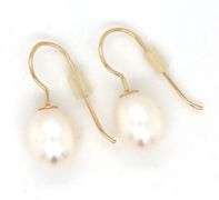 14kt Yellow gold 8mm teardrop pearl earrings