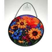 Hand-Painted Stained Glass Sunflower Window Hanging Suncatcher