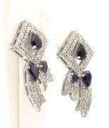 Amazing 2.00CTW Blue Sapphire & Diamond Earrings in 14K White Gold Over Sterling Silver